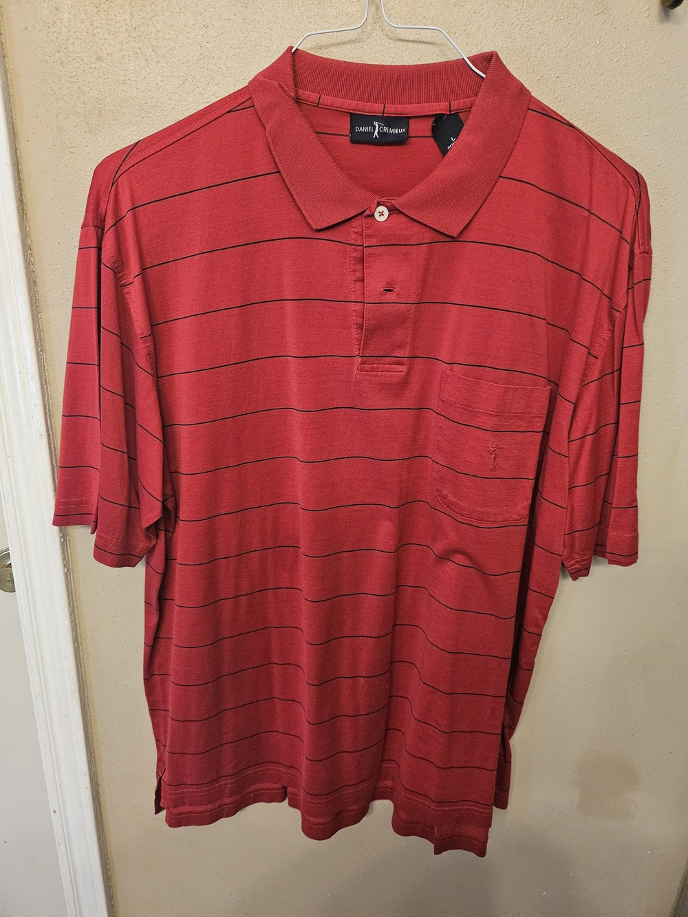 Daniel Cremieux Red Polo with Thin Black Stripes